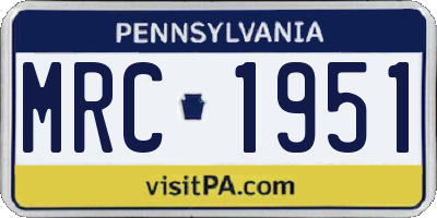 PA license plate MRC1951
