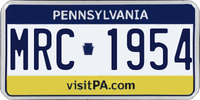 PA license plate MRC1954