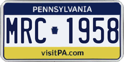 PA license plate MRC1958