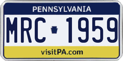 PA license plate MRC1959
