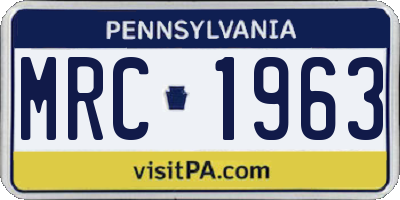 PA license plate MRC1963