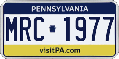 PA license plate MRC1977