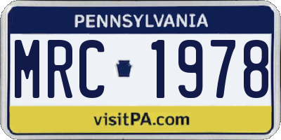 PA license plate MRC1978