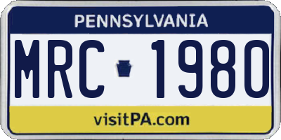 PA license plate MRC1980