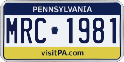 PA license plate MRC1981