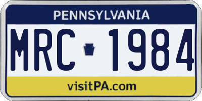 PA license plate MRC1984