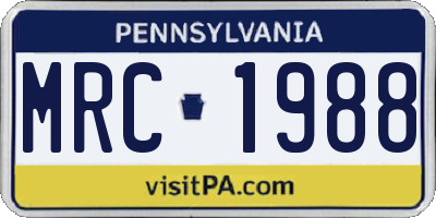 PA license plate MRC1988