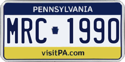 PA license plate MRC1990