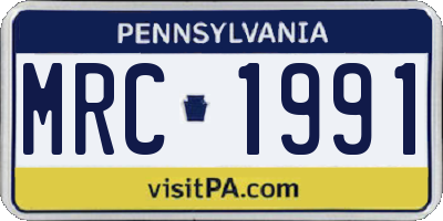 PA license plate MRC1991