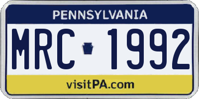 PA license plate MRC1992