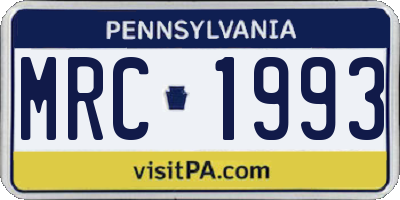 PA license plate MRC1993