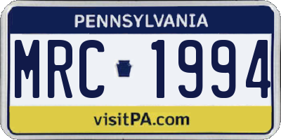 PA license plate MRC1994