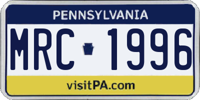 PA license plate MRC1996
