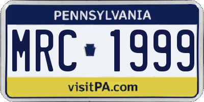 PA license plate MRC1999