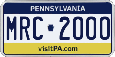 PA license plate MRC2000