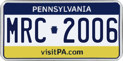 PA license plate MRC2006