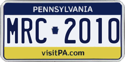 PA license plate MRC2010
