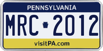 PA license plate MRC2012
