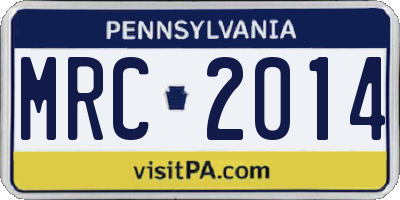 PA license plate MRC2014