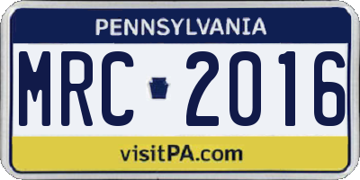 PA license plate MRC2016