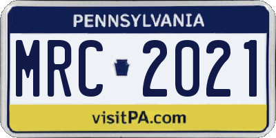 PA license plate MRC2021