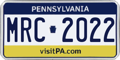 PA license plate MRC2022