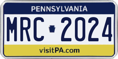 PA license plate MRC2024