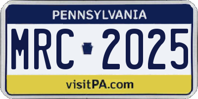 PA license plate MRC2025