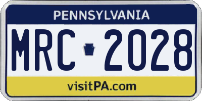 PA license plate MRC2028