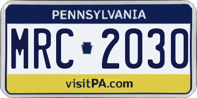 PA license plate MRC2030
