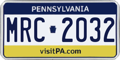 PA license plate MRC2032