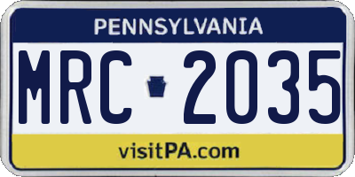 PA license plate MRC2035