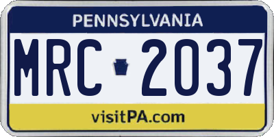 PA license plate MRC2037