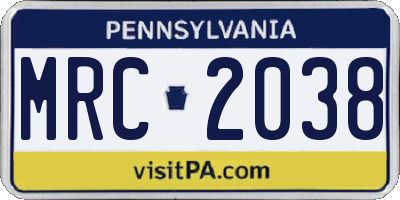 PA license plate MRC2038