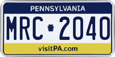 PA license plate MRC2040