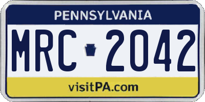 PA license plate MRC2042