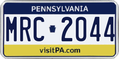 PA license plate MRC2044