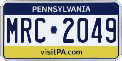 PA license plate MRC2049