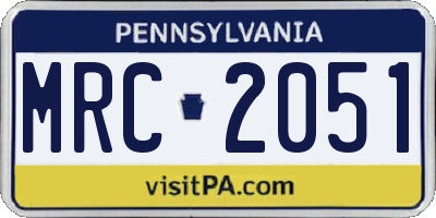 PA license plate MRC2051