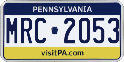 PA license plate MRC2053