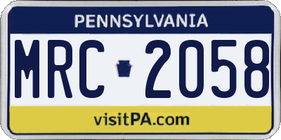 PA license plate MRC2058