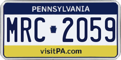 PA license plate MRC2059