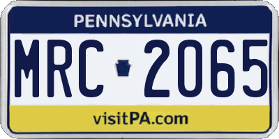 PA license plate MRC2065