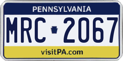 PA license plate MRC2067