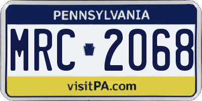 PA license plate MRC2068
