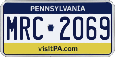 PA license plate MRC2069