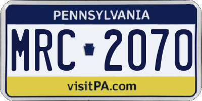 PA license plate MRC2070