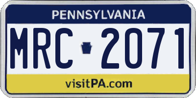 PA license plate MRC2071