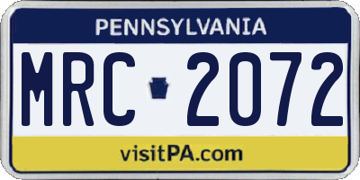 PA license plate MRC2072