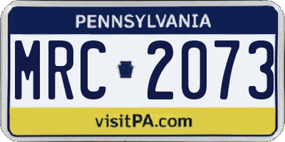 PA license plate MRC2073